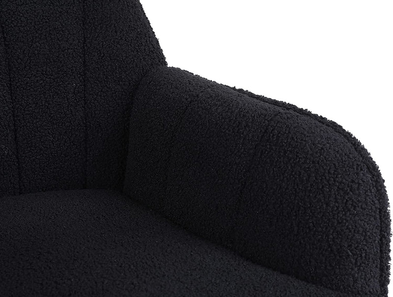 Golden-Legged Black Teddy Chair for Home Office