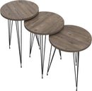 Grey Pine Wood Nesting End Tables Set of 3