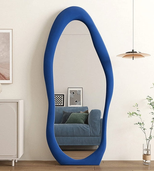 Blue Irregular Wavy Full-Length Mirror