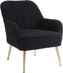 Golden-Legged Black Teddy Chair for Home Office